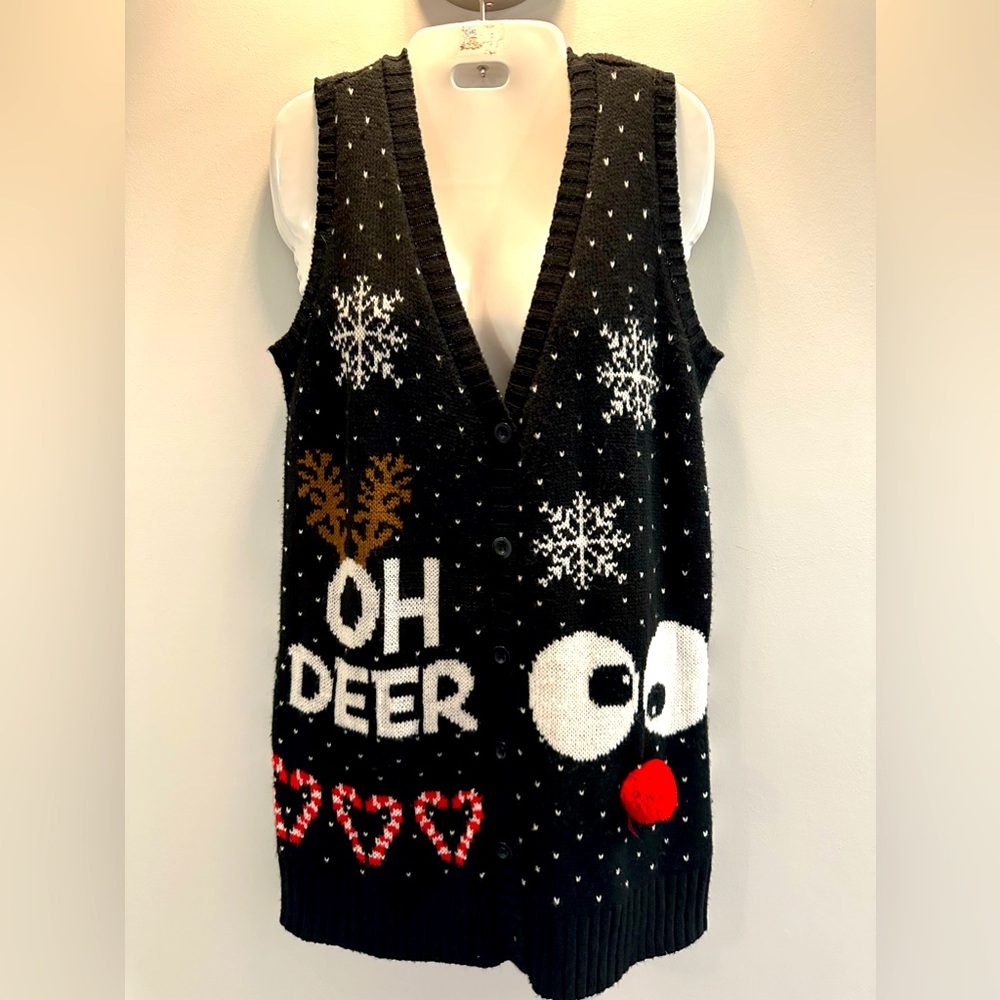 Christmas Holiday Rudolph Oh Deer vest. Size Medium. Christmas Party sweater